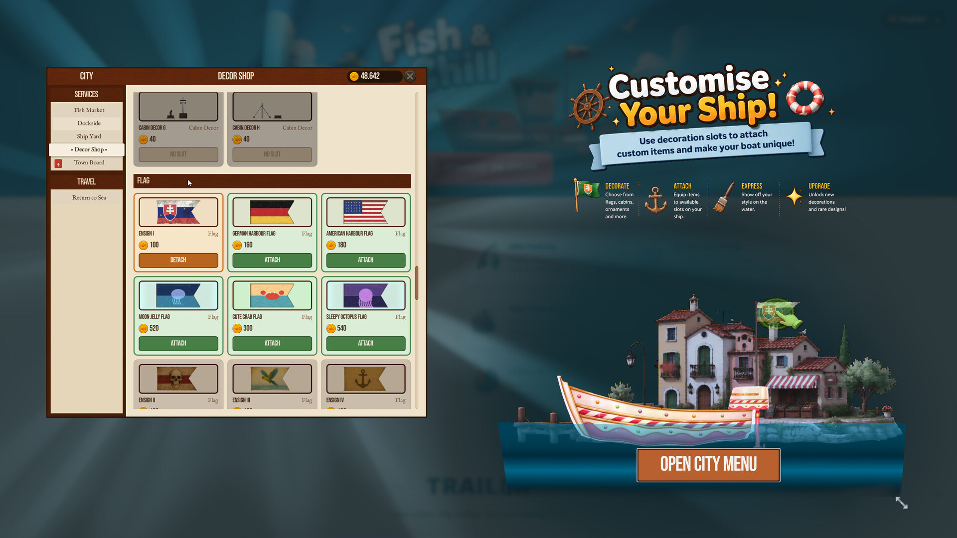 Decor shop for customizing the boat